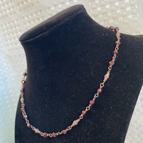 SILPADA Retired Faceted Red GARNET Beaded Sterling Silver Necklace N1053 - Picture 4 of 13